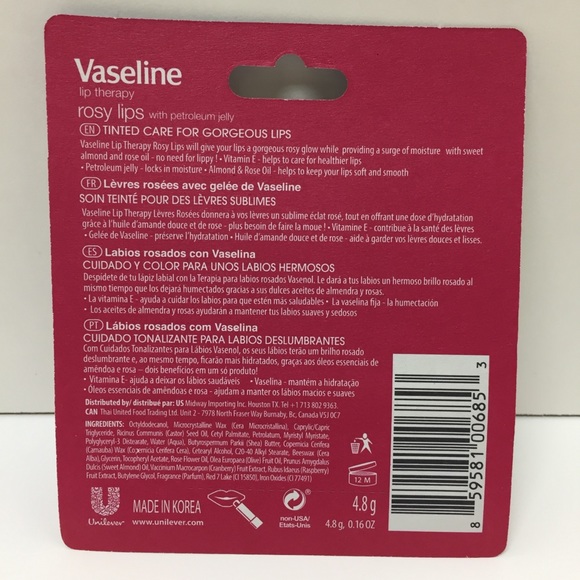 *3* Vaseline Lip Therapy Rosy Lips Tinted Balm - Picture 2 of 2